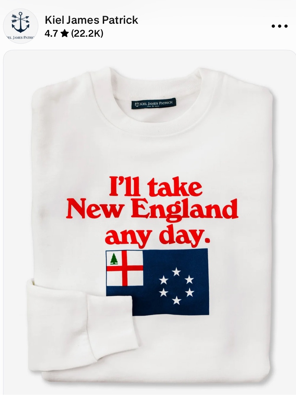 Kiel James Patrick White New England Graphic Sweatshirt